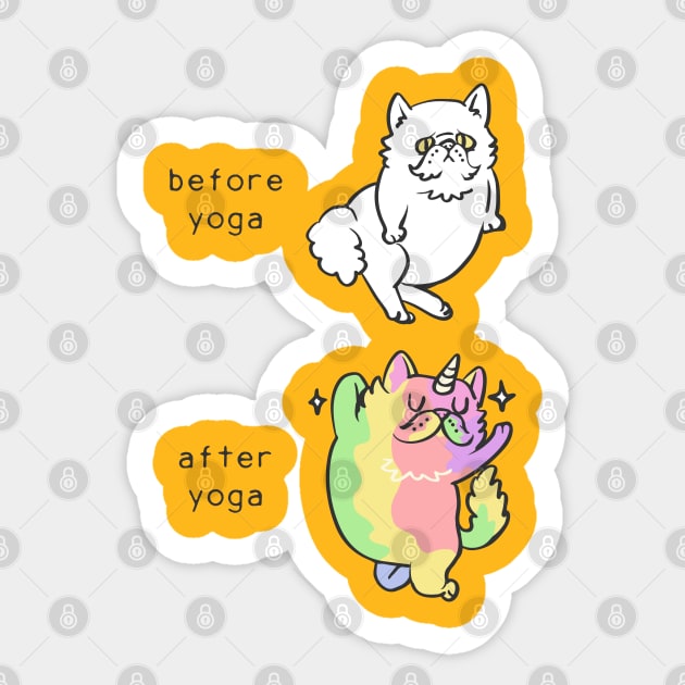 Persian Cat After Yoga Sticker by huebucket